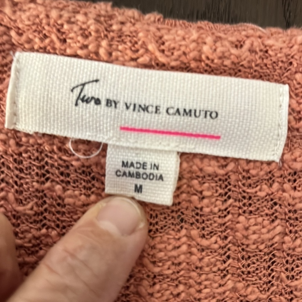 Two by Vince Camuto melon colored cotton polyester cardigan sweater. Size M. - Picture 2 of 7